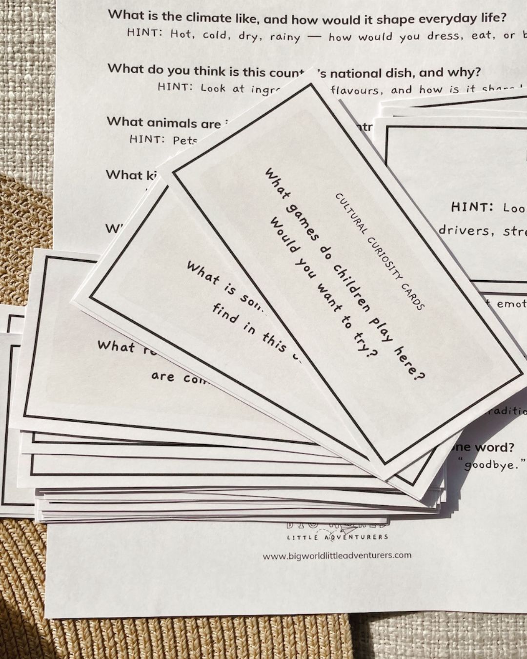 Curiosity Cards for Travel - PRINTABLE